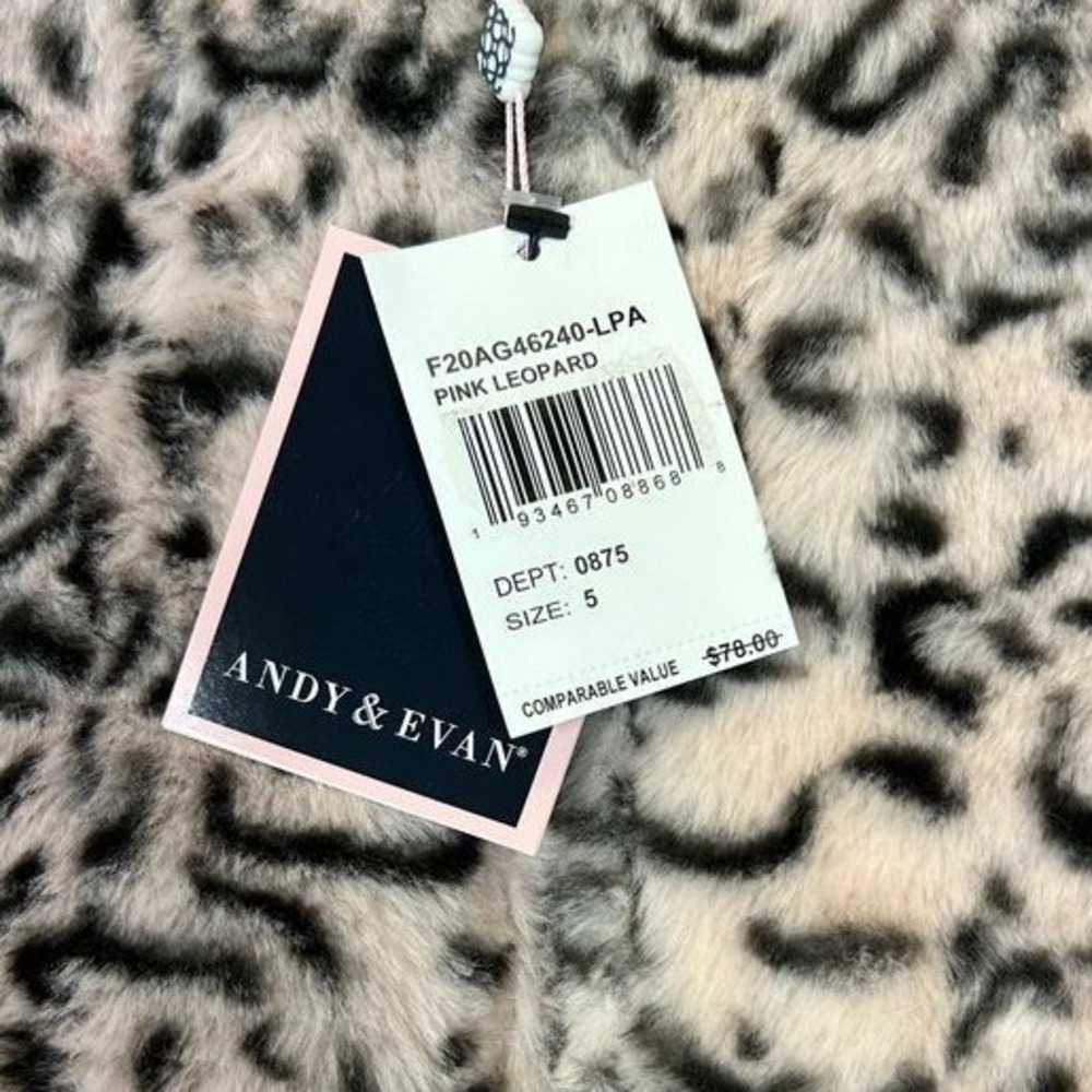 Andy & Evan Girls Furry‎ Cheetah Print Puffer Size 5 - Picture 5 of 7